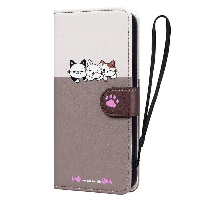 Cartoon Pet Series for iPhone 15 Pro Max Case Wallet Splicing Leather Phone Cover - Bean Pink - 6