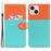 Cartoon Pet Series for iPhone 15 Leather Case Animal Pattern Color Splicing Wallet Cover - Sky Blue - 1