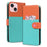 Cartoon Pet Series for iPhone 15 Leather Case Animal Pattern Color Splicing Wallet Cover - Sky Blue - 4
