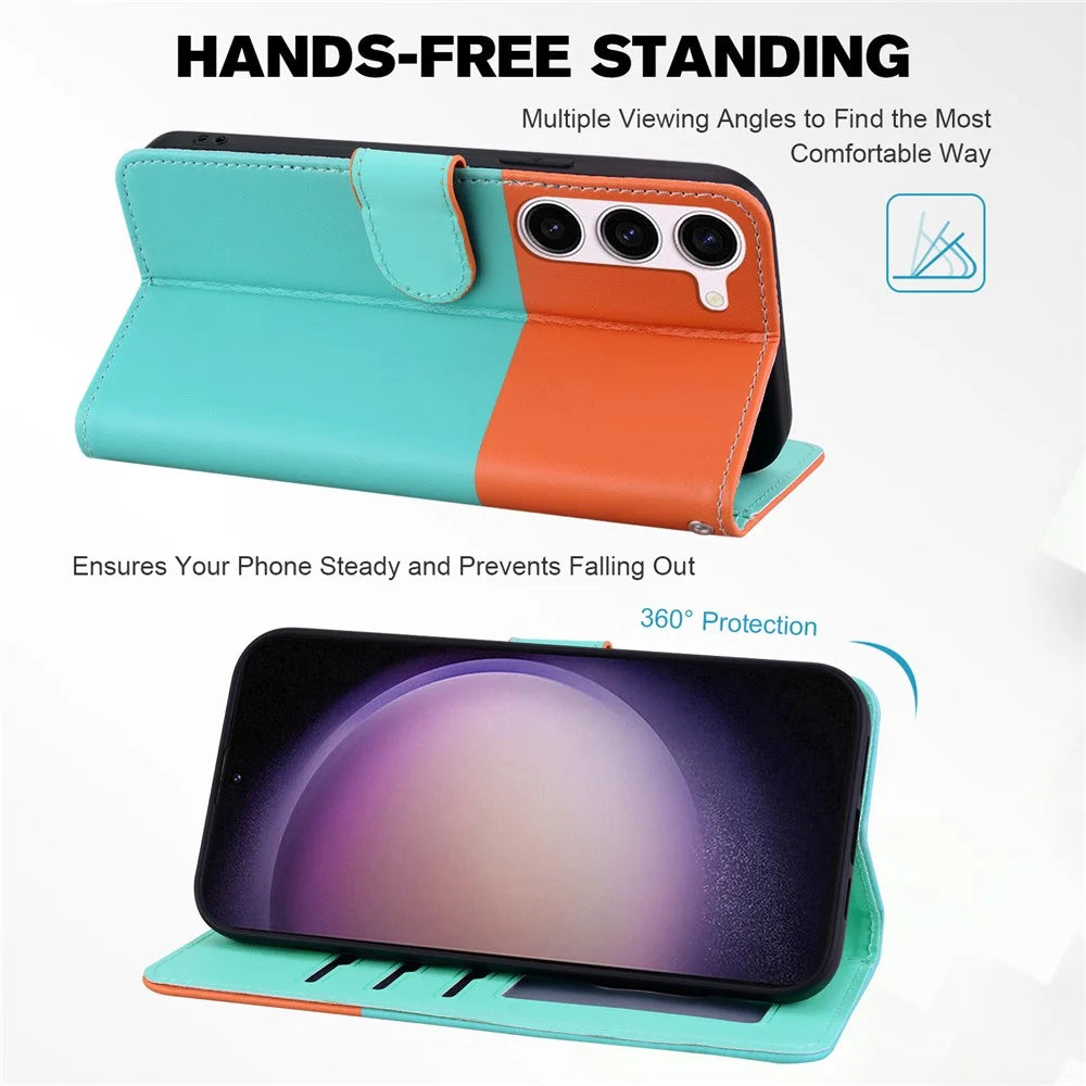 Cartoon Pet Series for Samsung Galaxy S25+ / S24+ Case Wallet Stand Leather Phone Cover - Sky Blue - 2