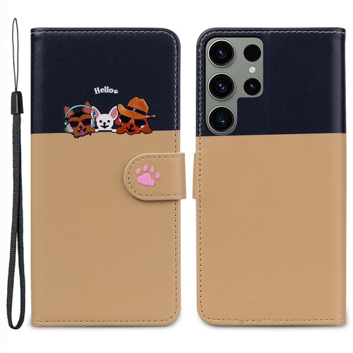 Cartoon Pet Series for Samsung Galaxy S24 Ultra Wallet Case Splicing Phone Cover - Khaki - 1