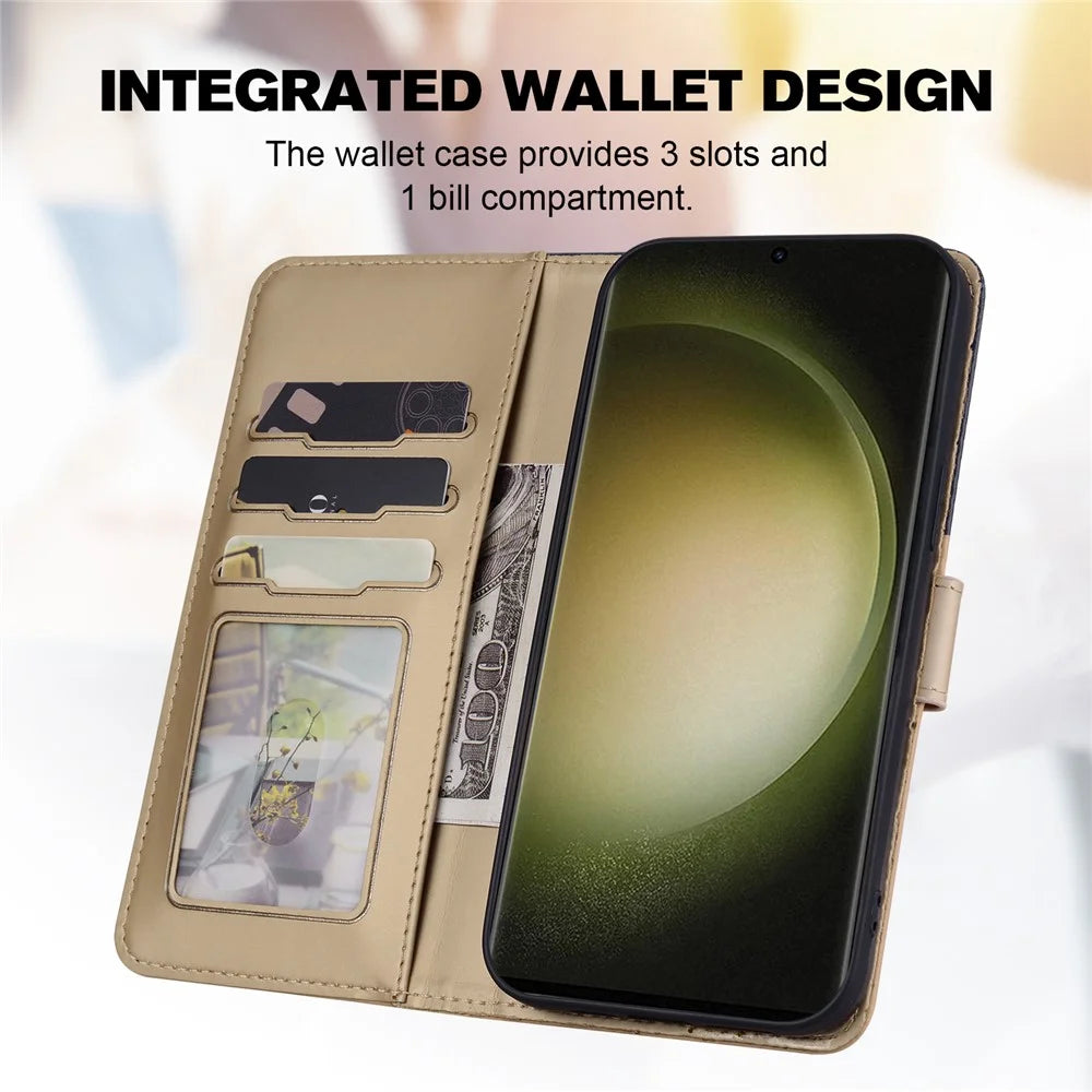 Cartoon Pet Series for Samsung Galaxy S24 Ultra Wallet Case Splicing Phone Cover - Khaki - 3