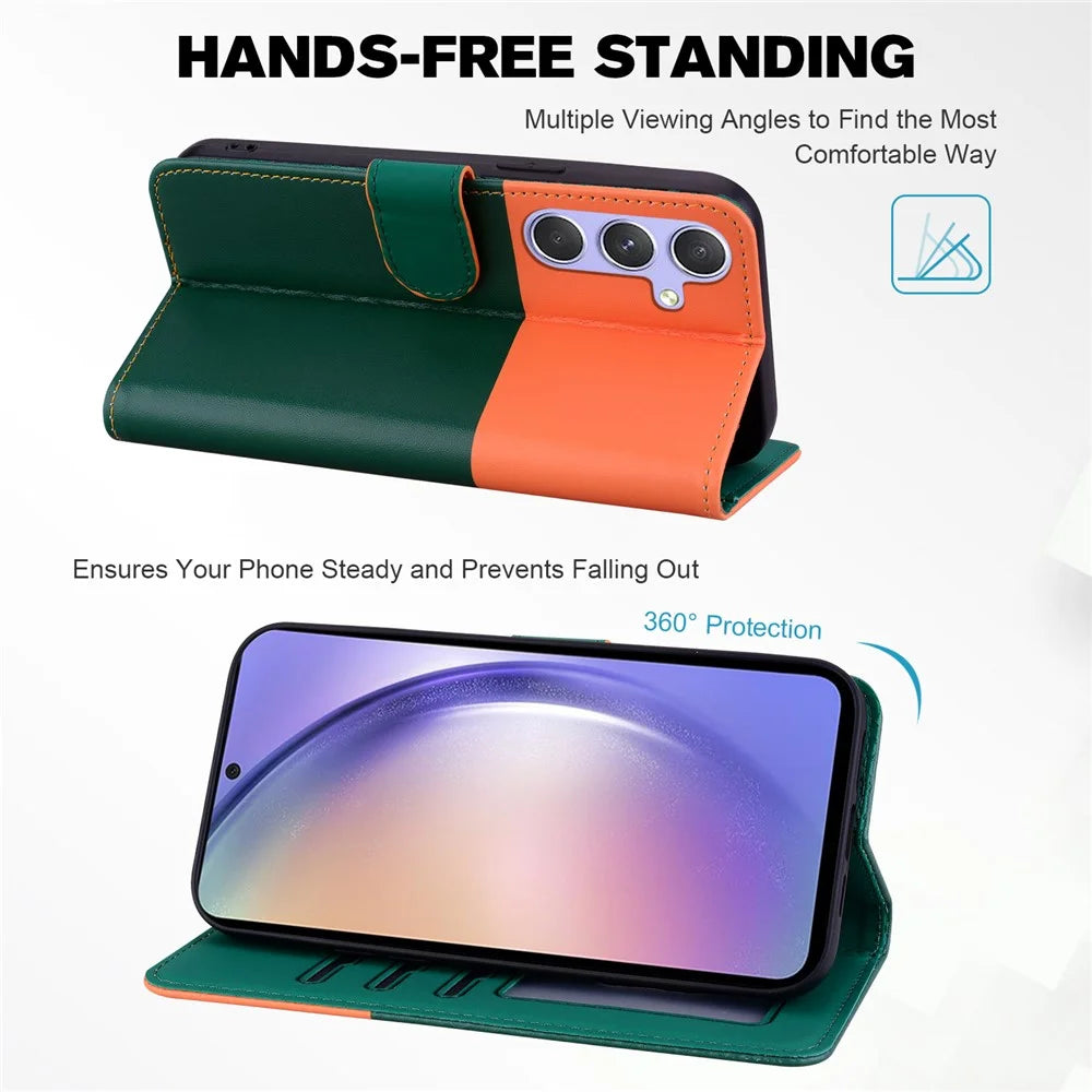 Cartoon Pet Series for Samsung Galaxy A54 5G Case Animal Pattern Phone Leather Cover - Blackish Green - 2