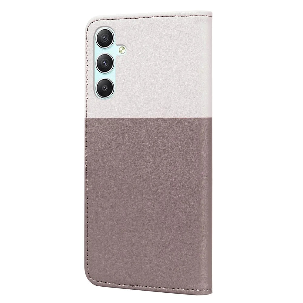 Cartoon Pet Series for Samsung Galaxy A34 5G Case Color Splicing Stand Wallet Phone Cover - Bean Pink - 7