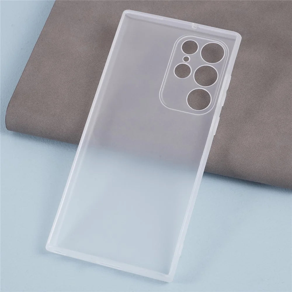 For Samsung Galaxy S22 Ultra 5G Case Matte TPU Protective Phone Cover (Precise Cutout) - Clear White - 2