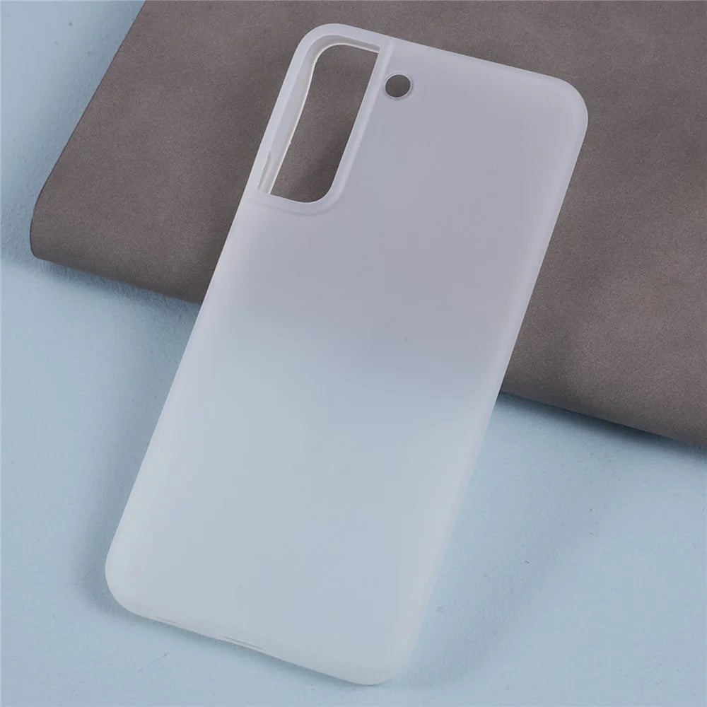 For Samsung Galaxy S22 5G Case Scratch-proof TPU Phone Cover (Big Rear Lens Hole) - Clear White - 3