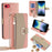 For iPhone 7 / 8 / SE (2020) / SE (2022) Case Metal Ring Zipper Pocket Crossbody Phone Cover - Pink - 1