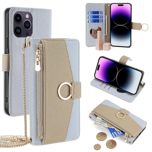 For iPhone 14 Pro Max Case Anti-drop PU Leather Card Slot Stand Smart Phone Cover - Blue - 1