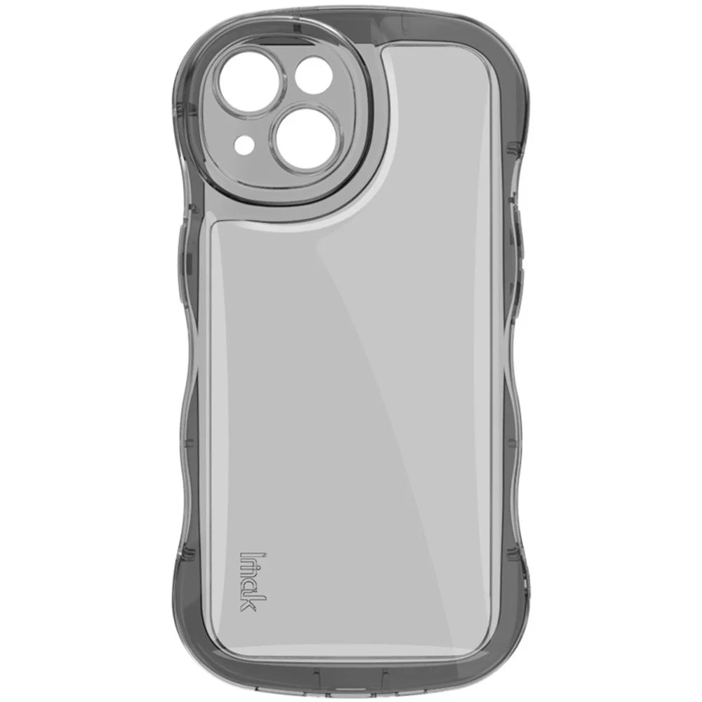 IMAK For iPhone 15 Case TPU Precise Cutouts Wavy Edges Mobile Phone Cover - Transparent Black - 3