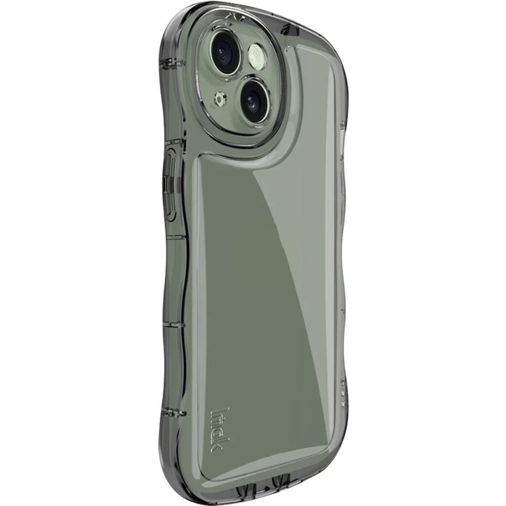 IMAK For iPhone 15 Case TPU Precise Cutouts Wavy Edges Mobile Phone Cover - Transparent Black - 4