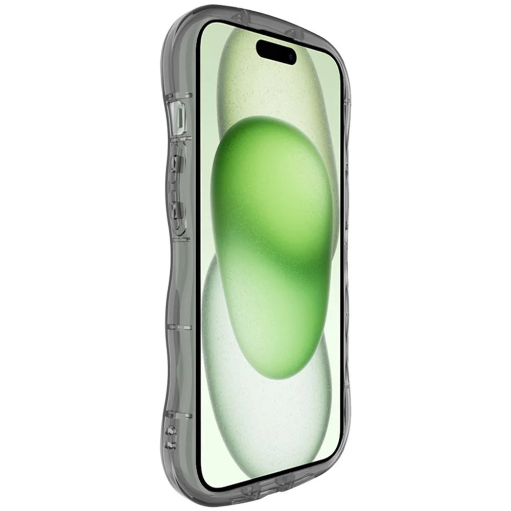 IMAK For iPhone 15 Case TPU Precise Cutouts Wavy Edges Mobile Phone Cover - Transparent Black - 5