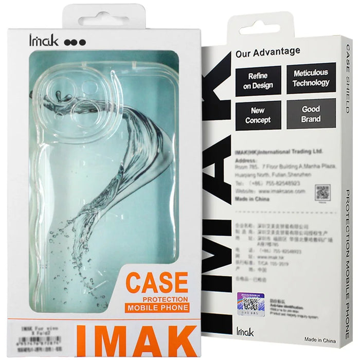 IMAK For iPhone 15 Pro Max Case Drop-proof TPU Curly Wave Frame Phone Protector - Transparent Black - 6