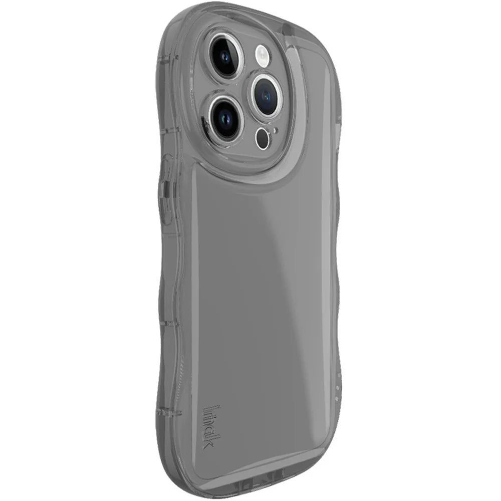 IMAK For iPhone 14 Pro Max Phone Case Scratch-resistant TPU Wavy Edges Back Shell - Transparent Black - 4