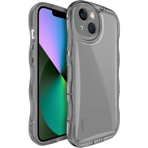 IMAK For iPhone 14 TPU Phone Case Wave Frame Anti-slip Cover - Transparent Black - 1