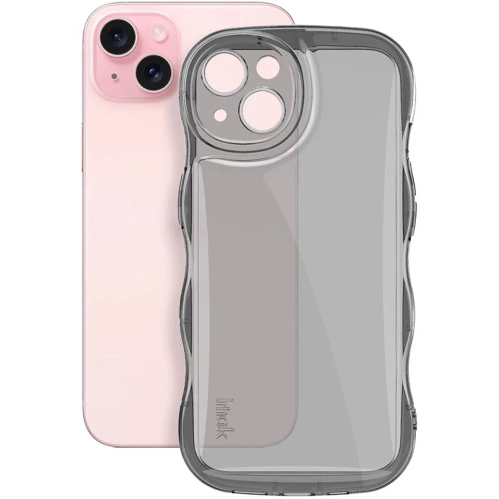 IMAK For iPhone 14 TPU Phone Case Wave Frame Anti-slip Cover - Transparent Black - 2