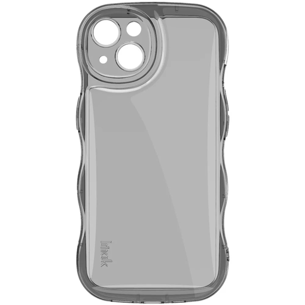 IMAK For iPhone 14 TPU Phone Case Wave Frame Anti-slip Cover - Transparent Black - 3
