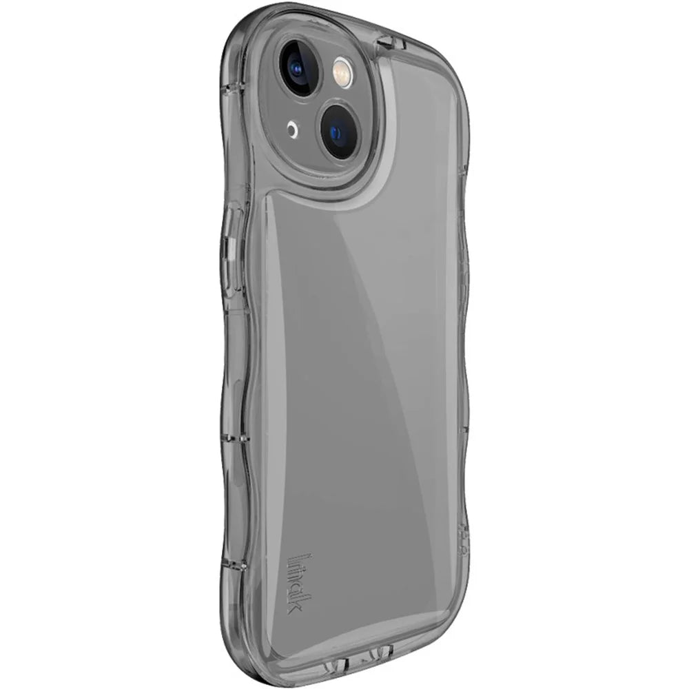 IMAK For iPhone 14 TPU Phone Case Wave Frame Anti-slip Cover - Transparent Black - 4