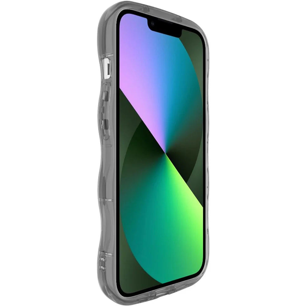 IMAK For iPhone 14 TPU Phone Case Wave Frame Anti-slip Cover - Transparent Black - 5