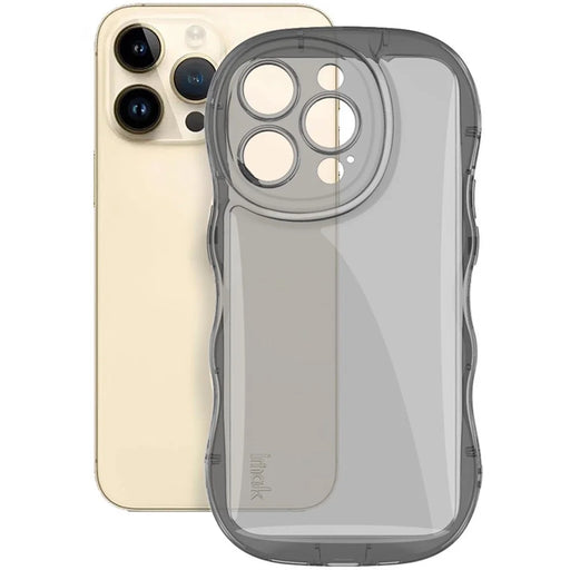 IMAK For iPhone 14 Pro TPU Phone Case Non-Slip Wavy Edge Design Cover - Transparent Black - 2