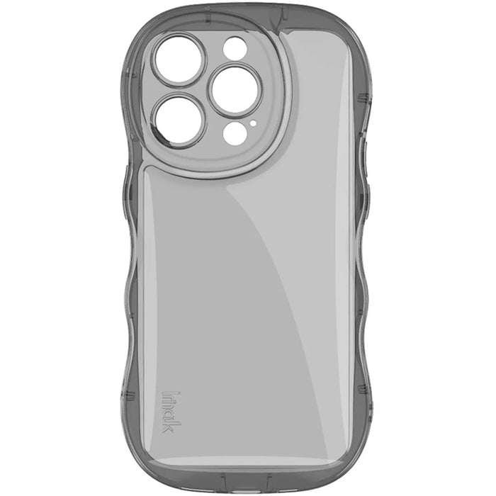 IMAK For iPhone 14 Pro TPU Phone Case Non-Slip Wavy Edge Design Cover - Transparent Black - 3