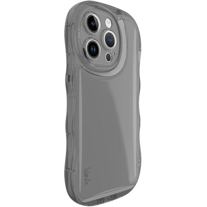 IMAK For iPhone 14 Pro TPU Phone Case Non-Slip Wavy Edge Design Cover - Transparent Black - 4