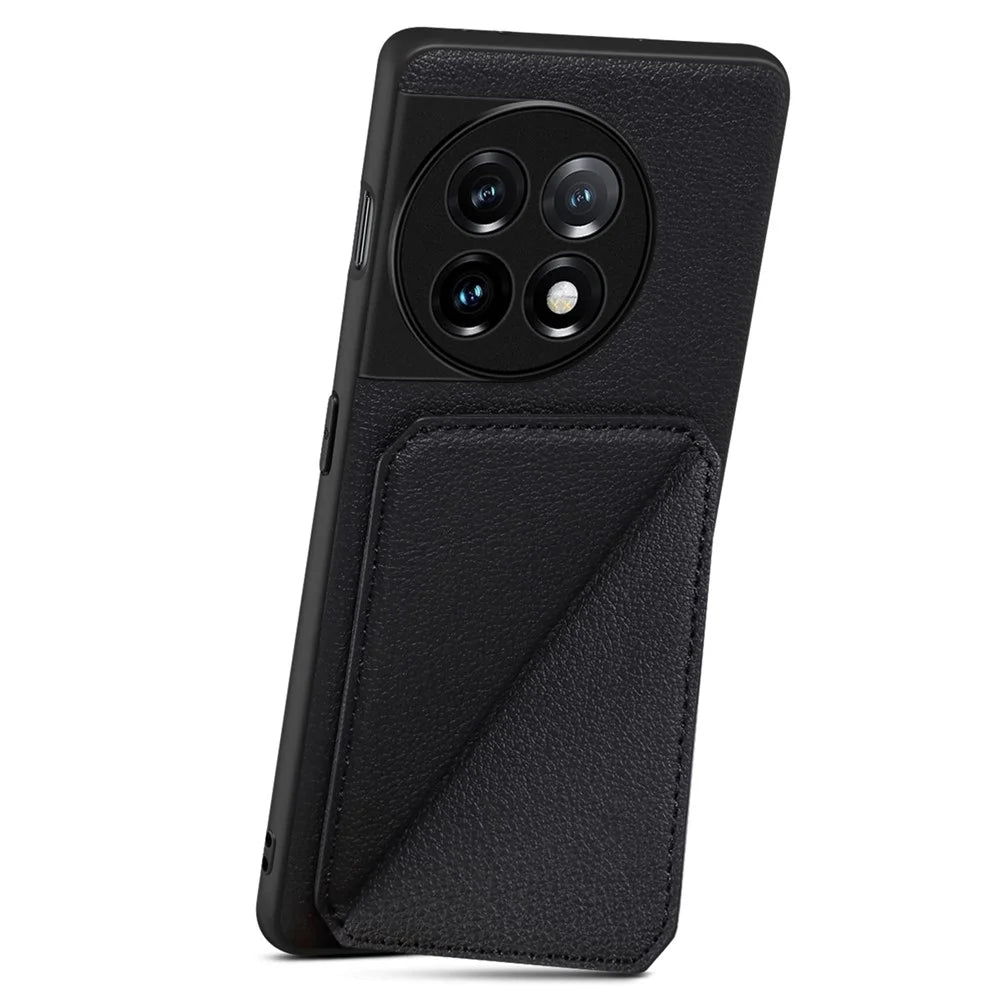 For OnePlus Ace 2 5G / 11R 5G Case with Card Holder PU Leather Kickstand Phone Back Cover - Black - 2
