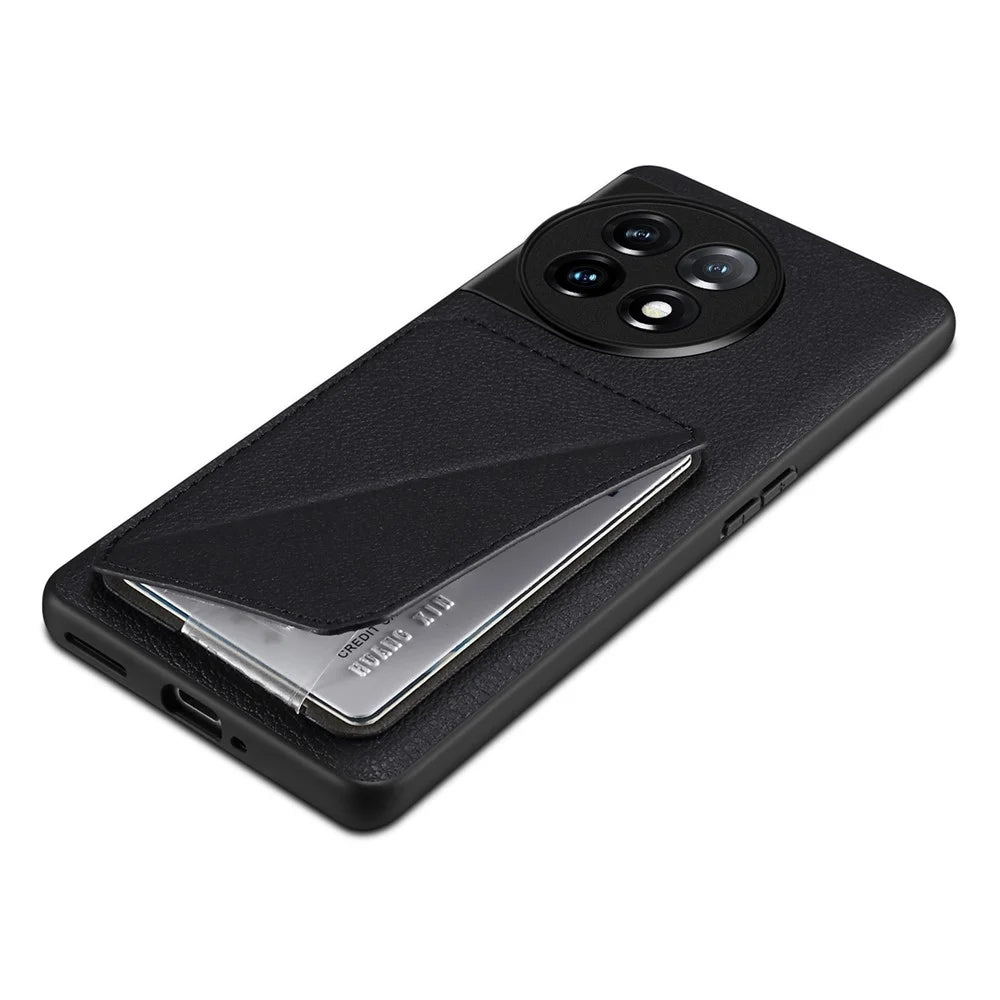 For OnePlus Ace 2 5G / 11R 5G Case with Card Holder PU Leather Kickstand Phone Back Cover - Black - 4