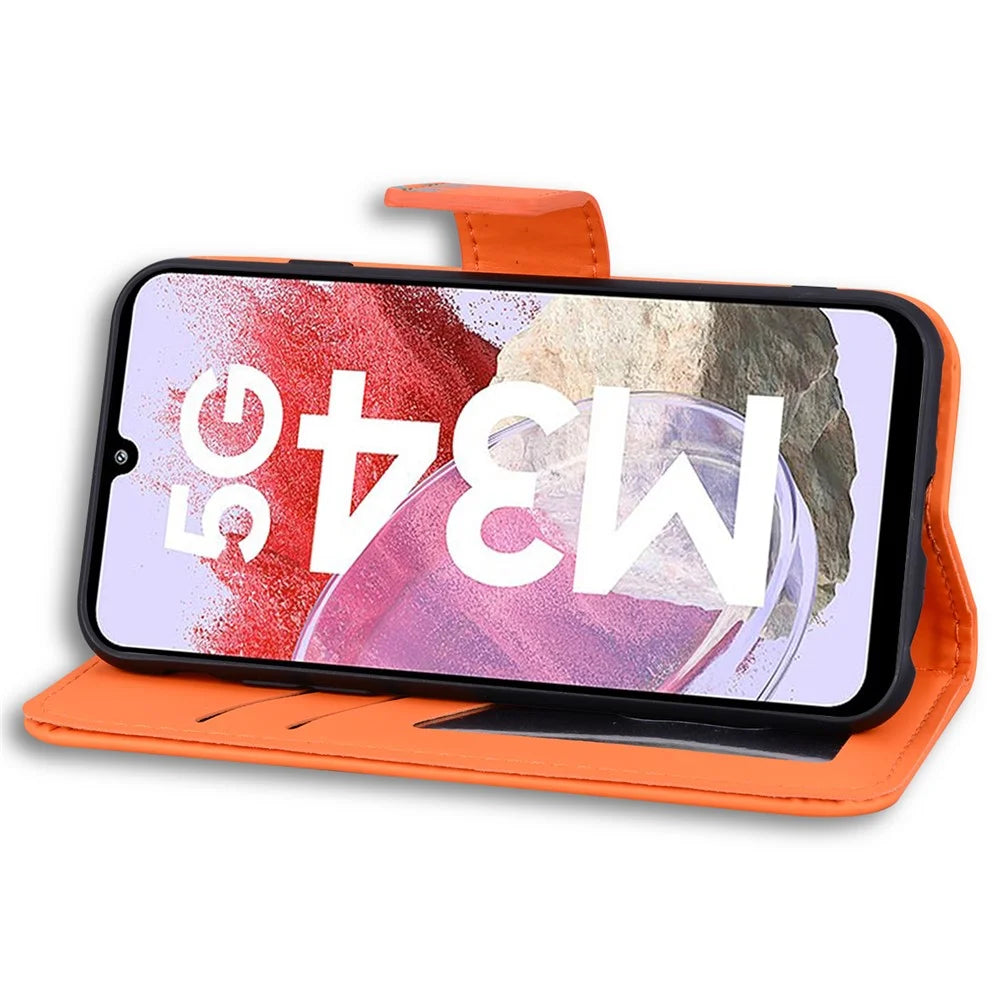 For Samsung Galaxy M34 5G / F34 5G Cartoon Animal Pattern Wallet Leather Cover Cell Phone Cases - Orange - 3