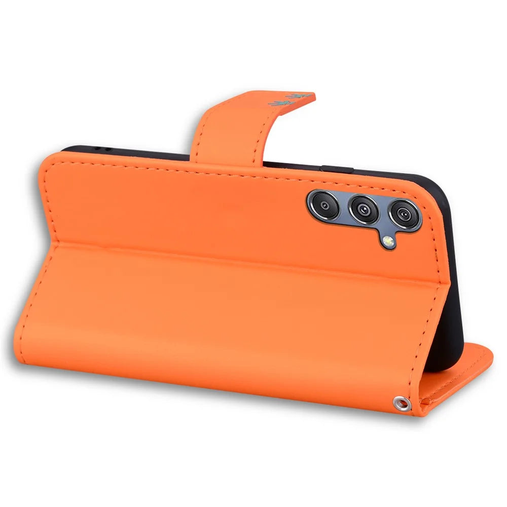 For Samsung Galaxy M34 5G / F34 5G Cartoon Animal Pattern Wallet Leather Cover Cell Phone Cases - Orange - 4