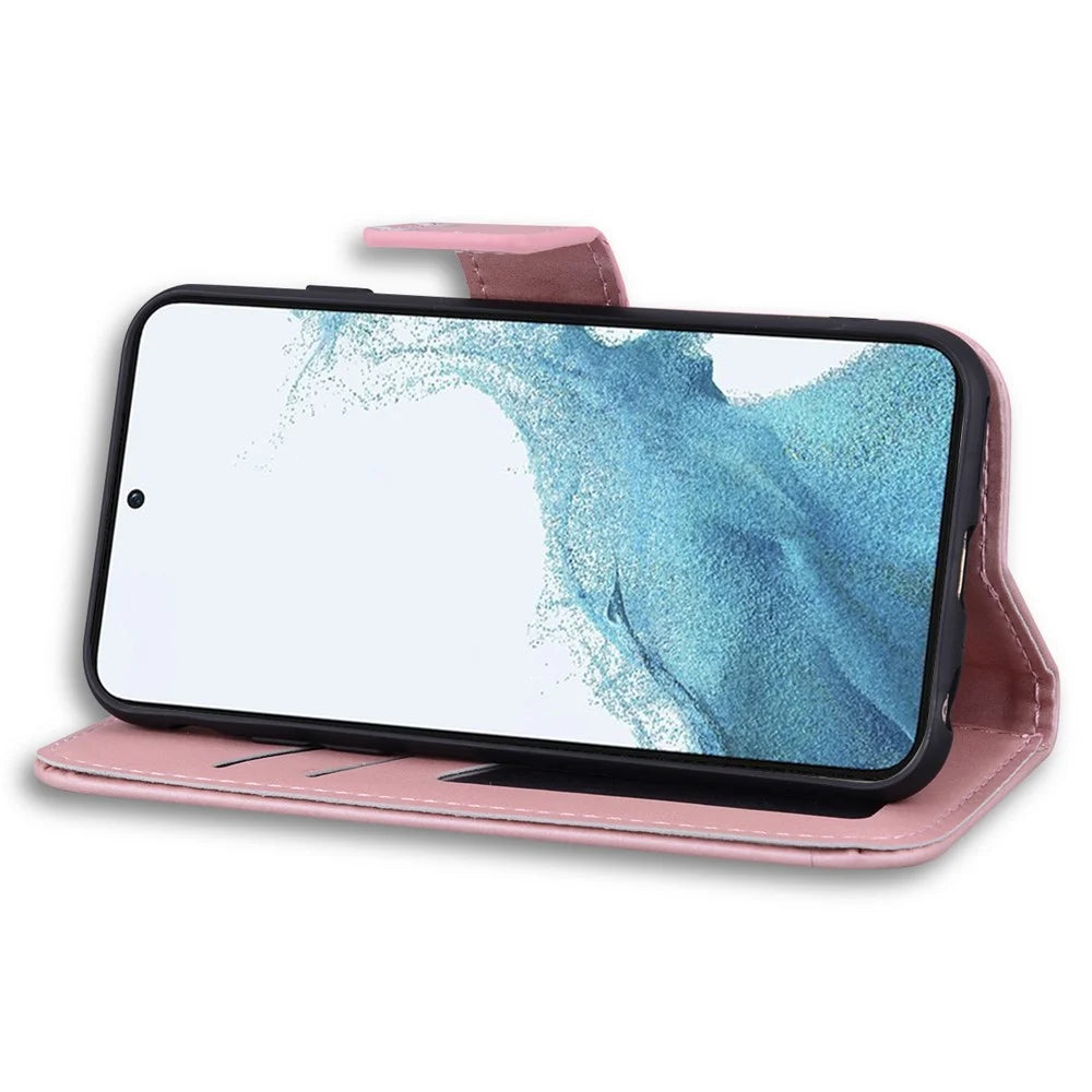 For Samsung Galaxy S25+ / S24+ Cartoon Animal Pattern Cover PU Leather Cell Phone Cases with Strap - Pink - 3
