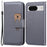 Cell Phone Cases for Google Pixel 8 Cartoon Animal Pattern PU Leather Cover - Grey - 1