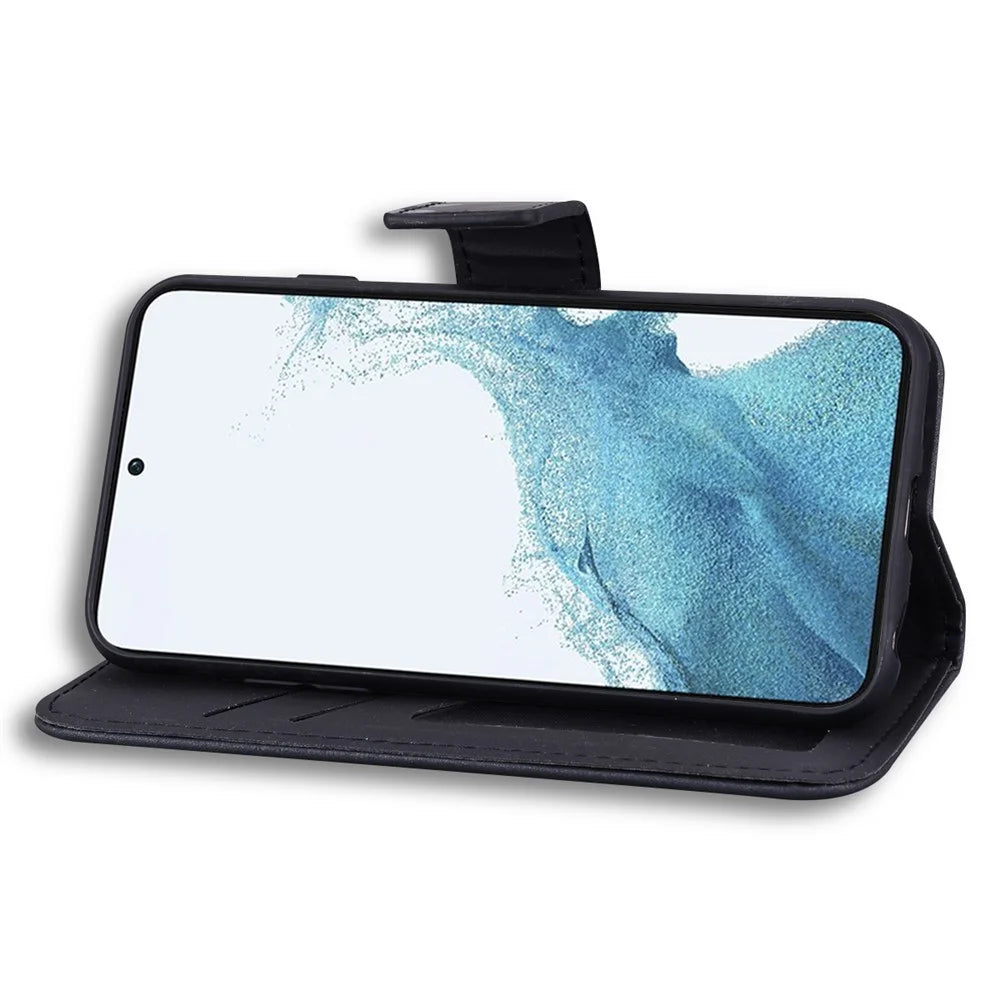 For Samsung Galaxy S24 Cartoon Animal Pattern Folio Flip PU Leather Cell Phone Cases with Strap - Black - 3