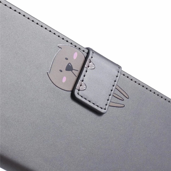 PU Leather Cover for Samsung Galaxy S24 Ultra Cartoon Animal Pattern Cell Phone Cases - Grey - 7