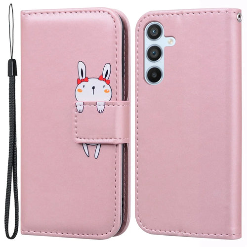 For Samsung Galaxy A54 5G PU Leather Shell Cartoon Animal Pattern Cell Phone Cases - Pink - 1