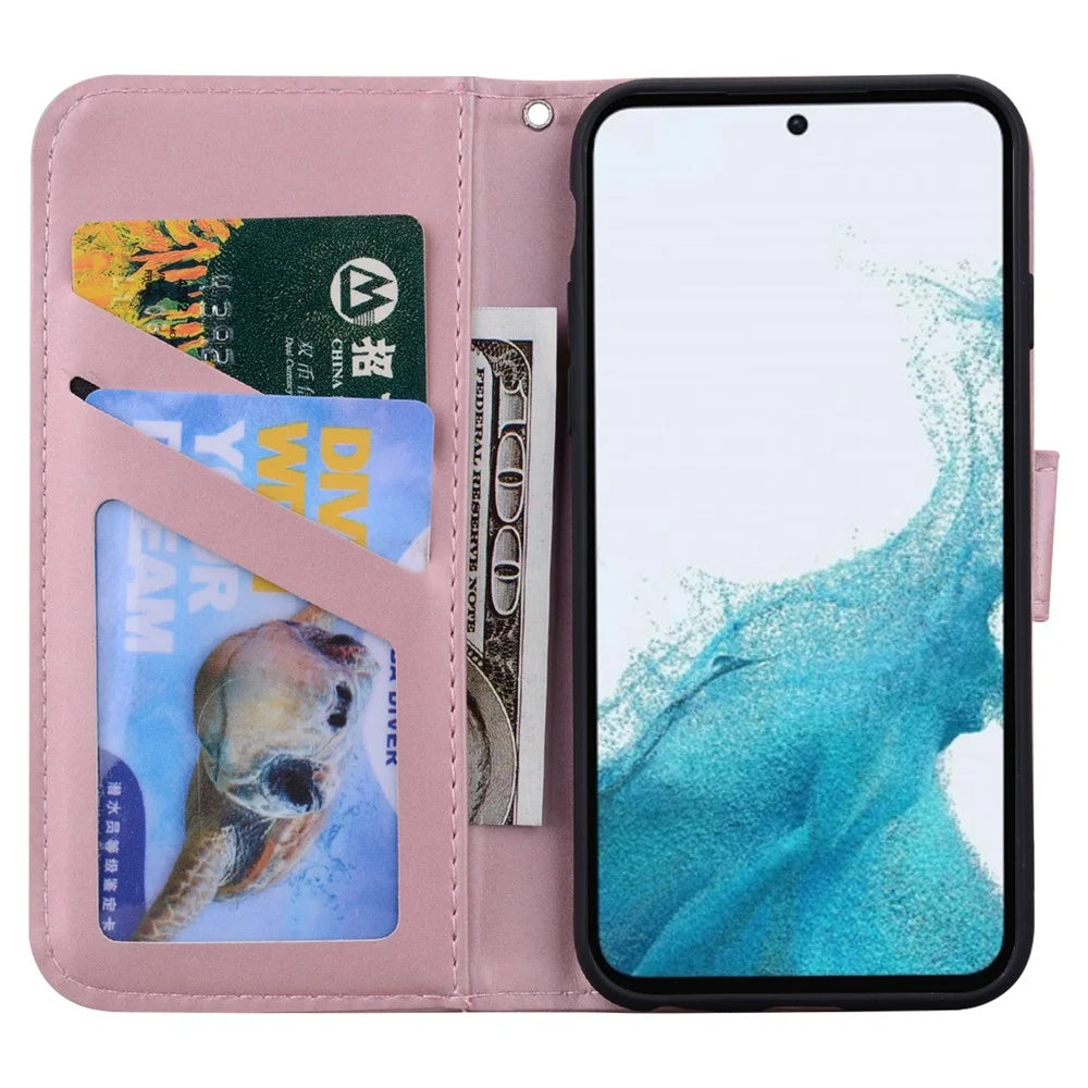 For Samsung Galaxy A54 5G PU Leather Shell Cartoon Animal Pattern Cell Phone Cases - Pink - 2