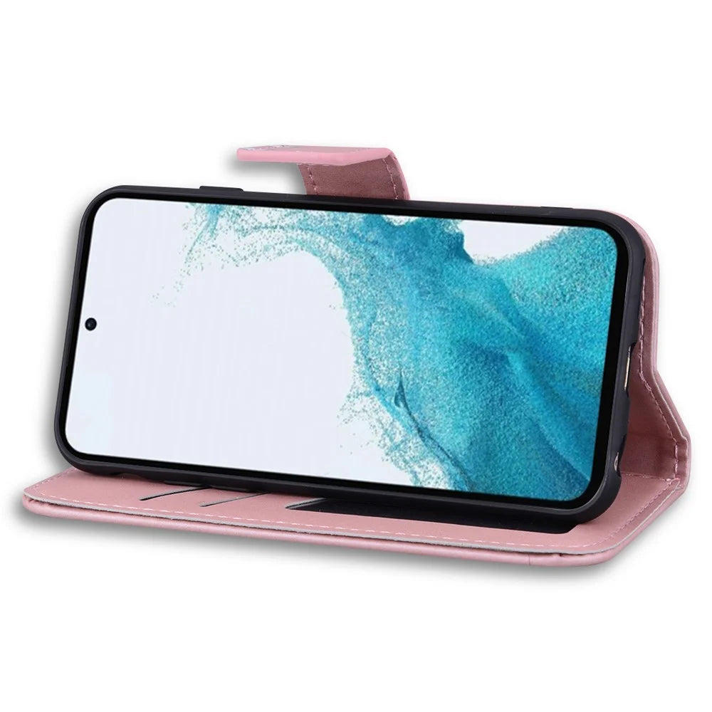 For Samsung Galaxy A54 5G PU Leather Shell Cartoon Animal Pattern Cell Phone Cases - Pink - 3