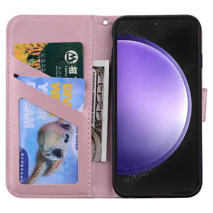For Samsung Galaxy S23 FE Cartoon Animal Pattern Cell Phone Cases Book Style Leather Cover - Pink - 2