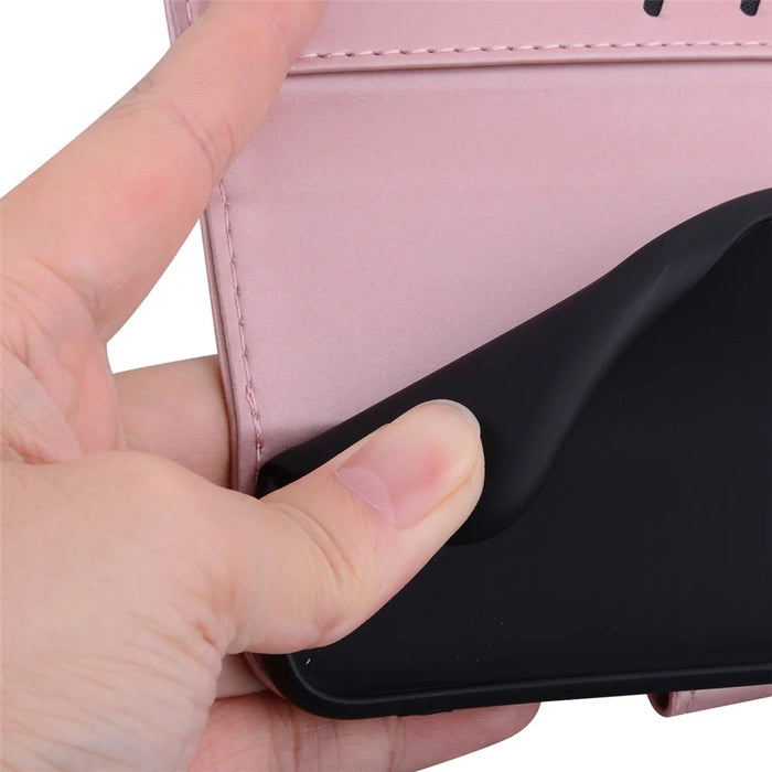 For Samsung Galaxy S23 FE Cartoon Animal Pattern Cell Phone Cases Book Style Leather Cover - Pink - 6