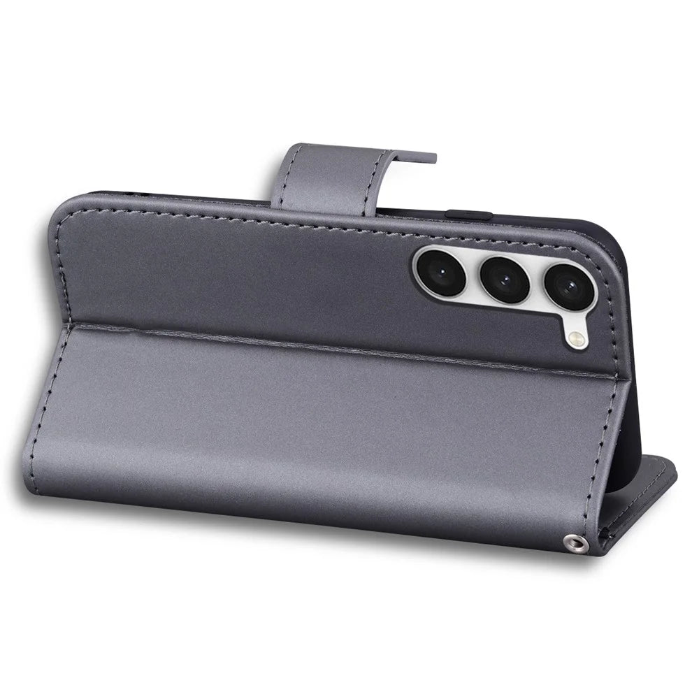 For Samsung Galaxy S23+ Cell Phone Case Cartoon Animal Flip PU Leather Shell with Strap - Grey - 4