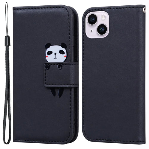 For iPhone 14 Plus Cell Phone Case Anti-drop PU Leather Wallet Stand Cover - Black - 1
