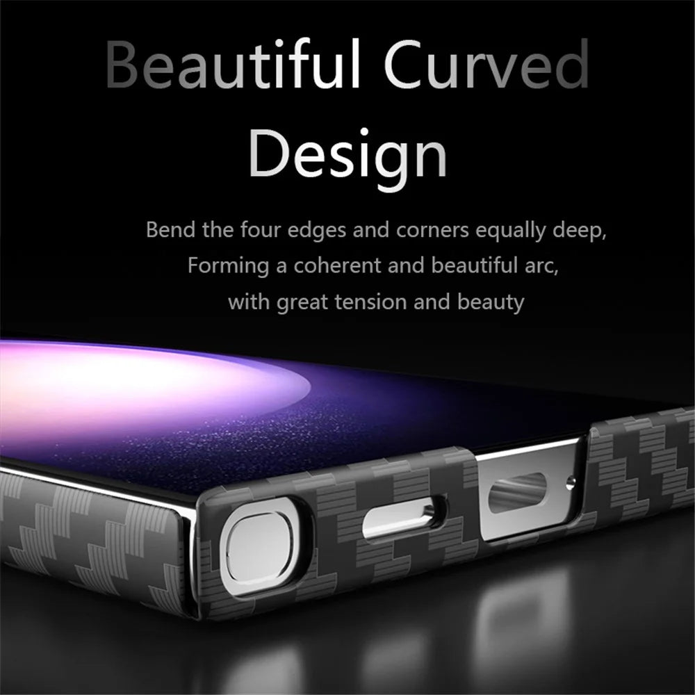 For Samsung Galaxy S24 Ultra Case Anti-drop PC Carbon Fiber Texture Phone Guard Cover - Black - 4