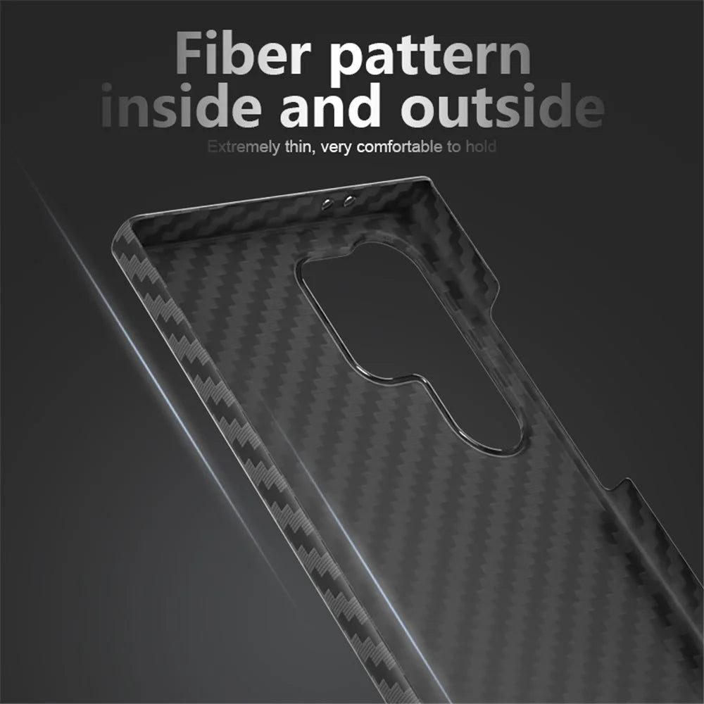 For Samsung Galaxy S24 Ultra Case Anti-drop PC Carbon Fiber Texture Phone Guard Cover - Black - 7