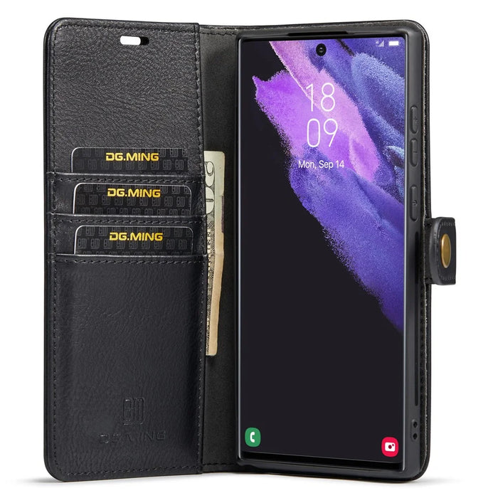 DG.MING for Samsung Galaxy S24 Ultra Case Detachable Split Leather Cover with Stand Wallet - Black - 2