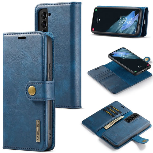 DG.MING for Samsung Galaxy S24 Case Detachable 2-in-1 Split Leather Phone Cover - Blue - 1