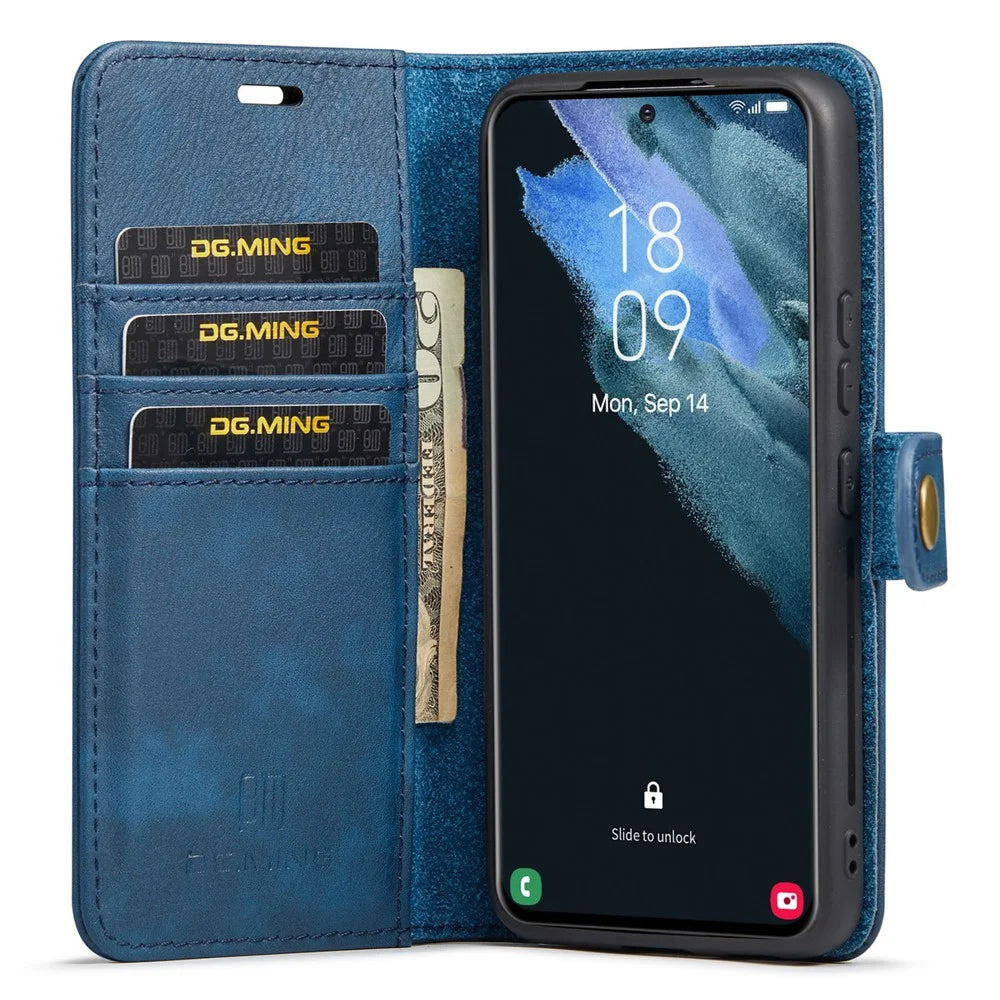 DG.MING for Samsung Galaxy S24 Case Detachable 2-in-1 Split Leather Phone Cover - Blue - 2