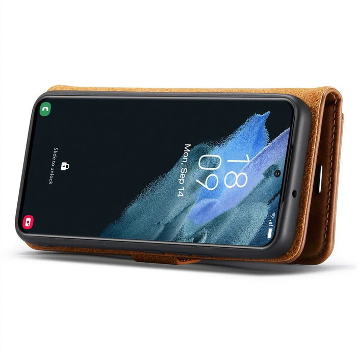 DG.MING for Samsung Galaxy S24+ Case Split Leather Wallet Detachable Phone Cover - Brown - 3