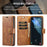 DG.MING for Samsung Galaxy S24+ Case Split Leather Wallet Detachable Phone Cover - Brown - 6