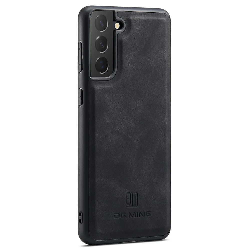DG.MING For Samsung Galaxy S24 Case PU Leather Coated PC+TPU Phone Cover - Black - 3