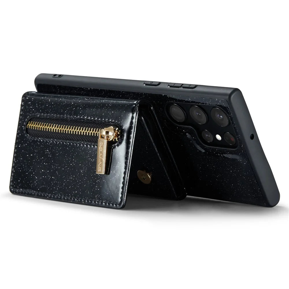 DG.MING M3 Series For Samsung Galaxy S24 Ultra Case Detachable Wallet Phone Kickstand Cover - Black - 2