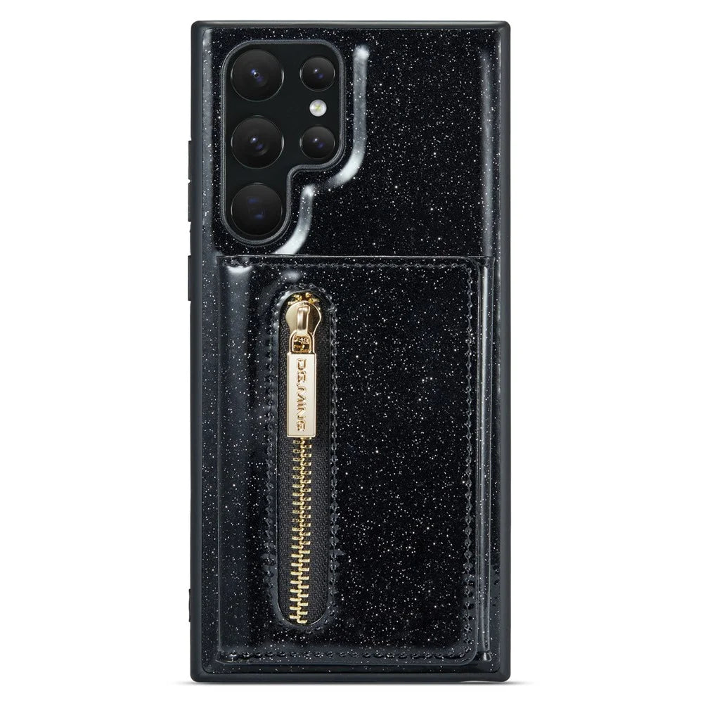 DG.MING M3 Series For Samsung Galaxy S24 Ultra Case Detachable Wallet Phone Kickstand Cover - Black - 5
